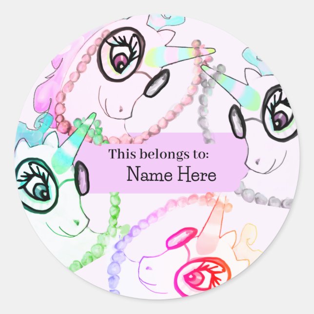 Adesivo Redondo Nome Personalizado De Crianças A Que Isto Pertence (Frente)