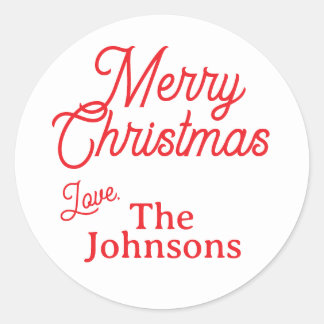 Adesivo Redondo Nome Personalizado de Script Vermelho Moderno Feli