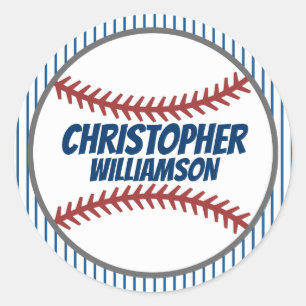 Adesivo Redondo Nome Personalizado do Baseball Sticker