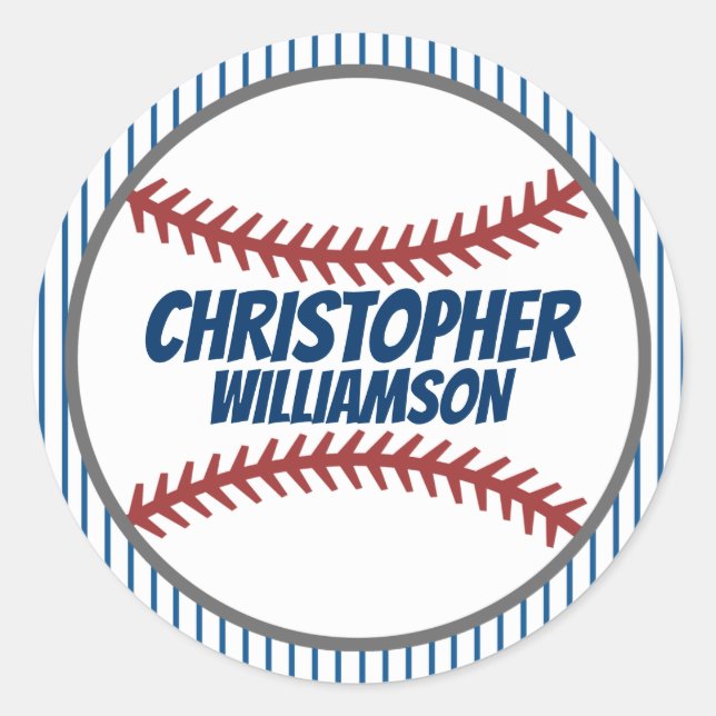 Adesivo Redondo Nome Personalizado do Baseball Sticker (Frente)