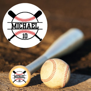 Adesivo Redondo Nome Personalizado do Botão Softball Bat do Baseba