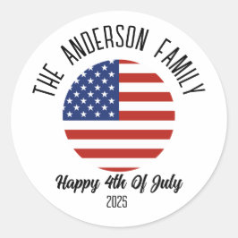 Adesivo Redondo Nome Personalizado do Dia da Independência em 4 de