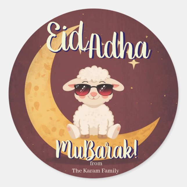Adesivo Redondo Nome personalizado do Eid Al Adha (Frente)
