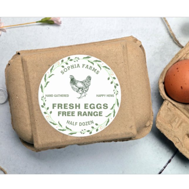 Adesivo Redondo Nome personalizado do proprietário da Fazenda Vint (modern personalized farm owner name egg stamp)