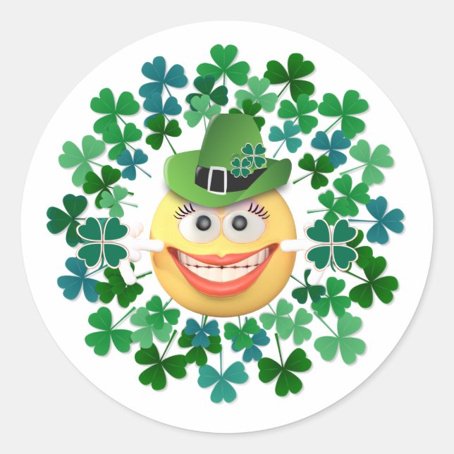 Adesivo Redondo Nome Personalizado e Emoji Sorridente com presente (Frente)