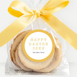 Adesivo Redondo Nome Personalizado Elegante Amarelo do felz pascoa