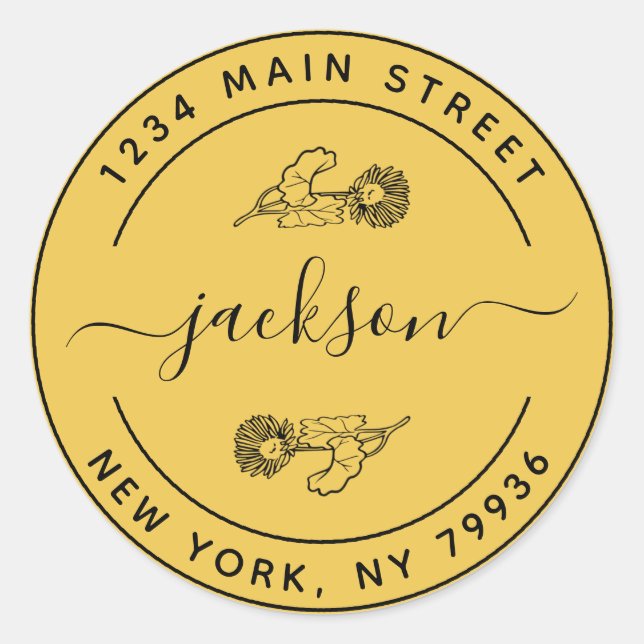 Adesivo Redondo Nome Personalizado Endereço de Devolução Redondo M (Frente)