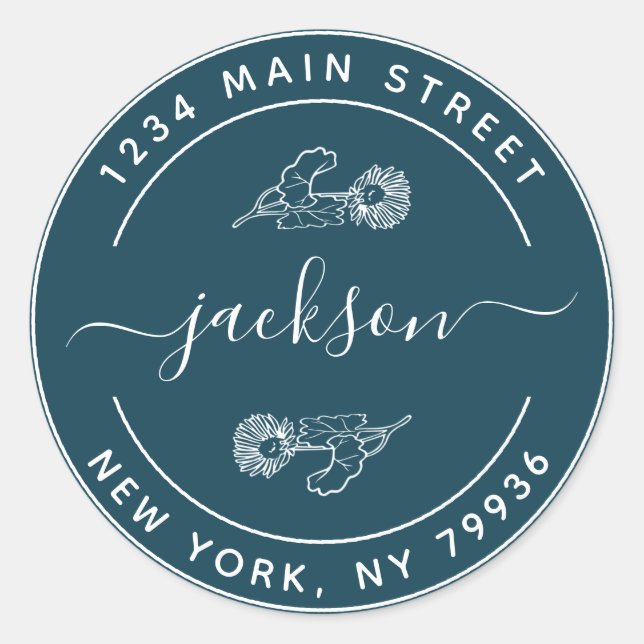 Adesivo Redondo Nome Personalizado Endereço de Devolução Redondo M (Frente)