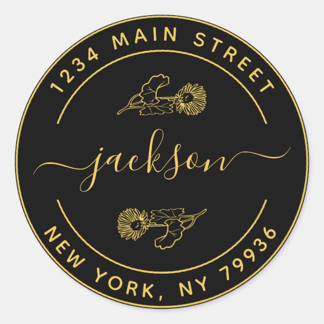 Adesivo Redondo Nome Personalizado Endereço de Devolução Redondo M (Frente)