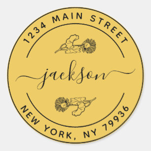 Adesivo Redondo Nome Personalizado Endereço de Retorno de Ronda Mo