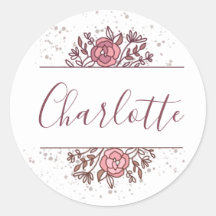 Nome Personalizado Floral Rosa bonito