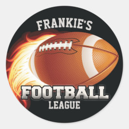 Adesivo Redondo NOME Personalizado Futebol Americano Chama Esporte