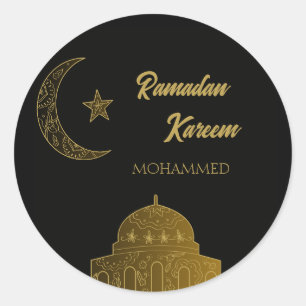 Adesivo Redondo Nome personalizado Happy Ramadan Kareem 2025