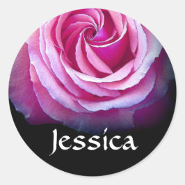 Adesivo Redondo NOME PERSONALIZADO - Jessica PINK Rose Sticker