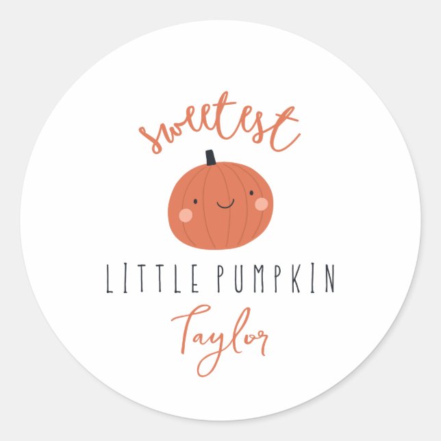 Adesivo Redondo nome personalizado mais doce de abóbora (Frente)