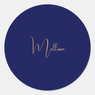 Adesivo Redondo Nome personalizado minimalista azul