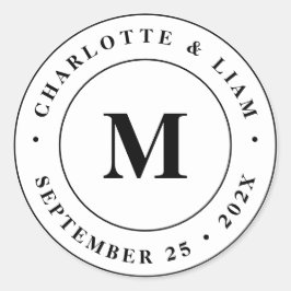 Adesivo Redondo Nome Personalizado Moderno Data Casamento Monogram
