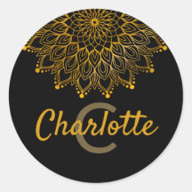 Nome personalizado monograma inicial floral mandal