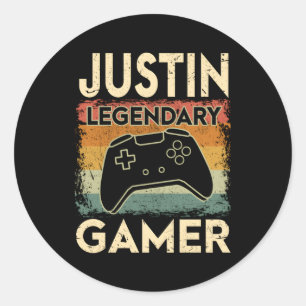 Adesivo Redondo Nome Personalizado para Jogos Justin Jogador Legen
