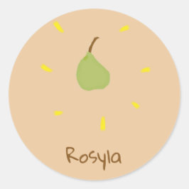 Adesivo Redondo Nome personalizado pintado de pera em castanho