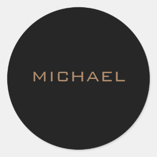 Adesivo Redondo Nome Personalizado Preto Dourado