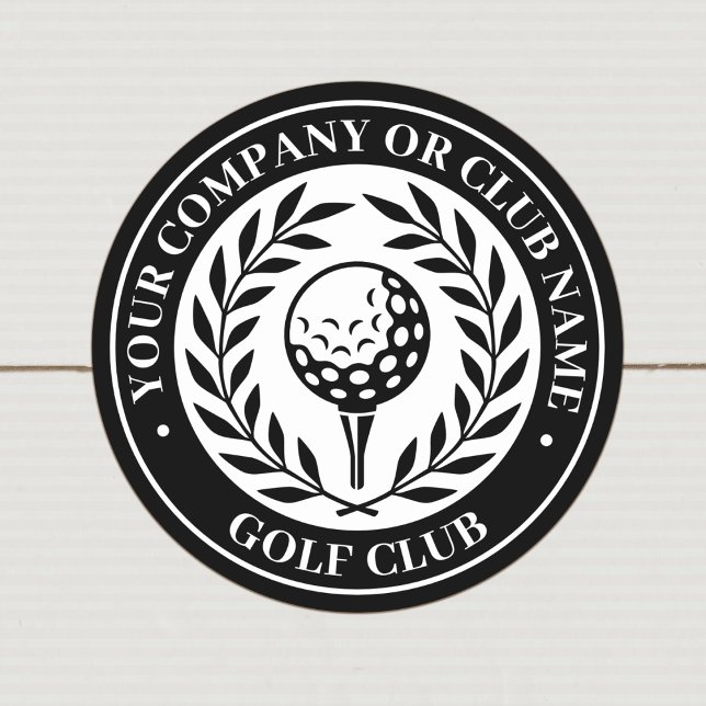 Adesivo Redondo Nome Personalizado Preto Golf Clássico (Criador carregado)