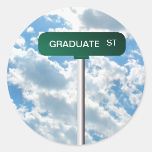 Adesivo Redondo Nome Personalizado Sinal de Rua no Céu Azul