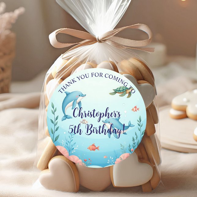 Adesivo Redondo Nome personalizado sob a Festa de aniversário do m (Criador carregado)