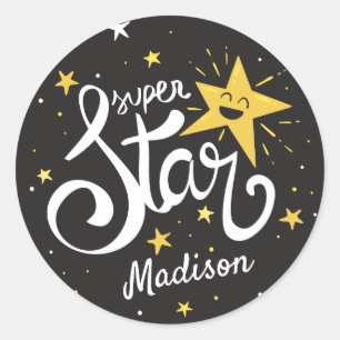 Adesivo Redondo Nome personalizado Superstar