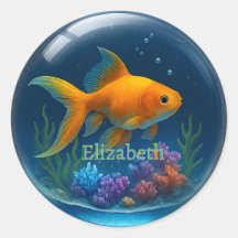 Nome Personalizado - Vidro Goldfish 3D - Vinheta