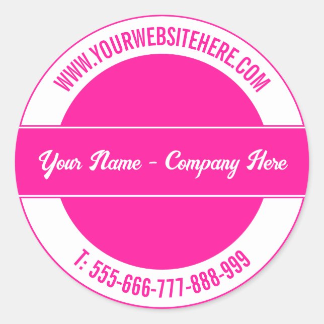 Adesivo Redondo Nome Personalizado Website Phone Round Stick Sua C (Frente)