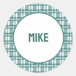 Adesivo Redondo Nome personalizado | Xadrez verde