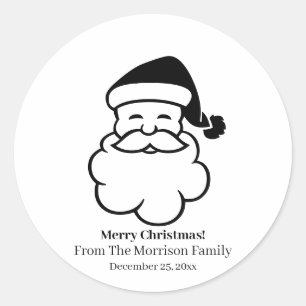 Adesivo Redondo Nome preto branco do Natal Santa Claus