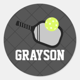 Adesivo Redondo Nome Preto do Logotipo do Pickleball