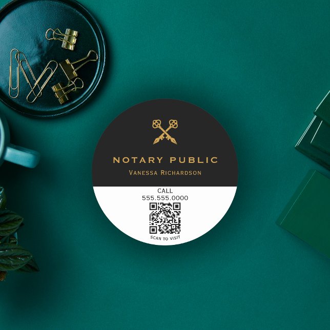 Adesivo Redondo Nome profissional de Canetas Pretas e Douradas Cru (Criador carregado)