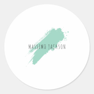 Adesivo Redondo Nome Próprio Decorativo Chic Simples Azul Branco