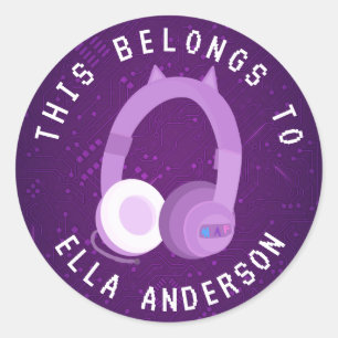 Adesivo Redondo Nome Purple Gamer Pertence a