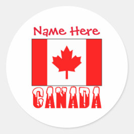 Adesivo Redondo Nome Redondo da Bandeira do Canadá Personalizado