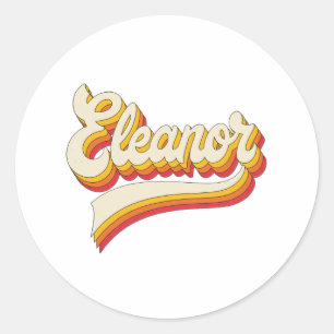 Adesivo Redondo Nome Retro Eleanor Design Vintage Anos 70