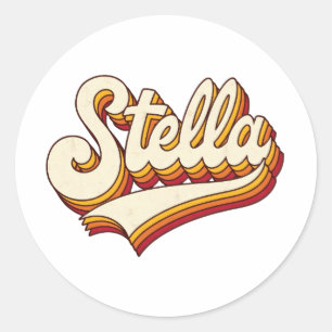 Adesivo Redondo Nome Retro Stella Design Vintage dos Anos 70