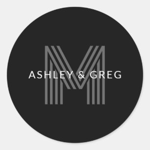 Adesivo Redondo Nome(s) Moderno(s) Retroativo(s) Monograma Editáve