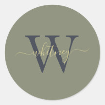 Nome Simples Clássico do Monograma e Verde Oleícol