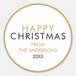 Adesivo Redondo Nome Simples da Família Feliz de Natal