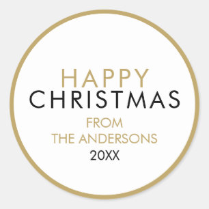 Adesivo Redondo Nome Simples da Família Feliz de Natal