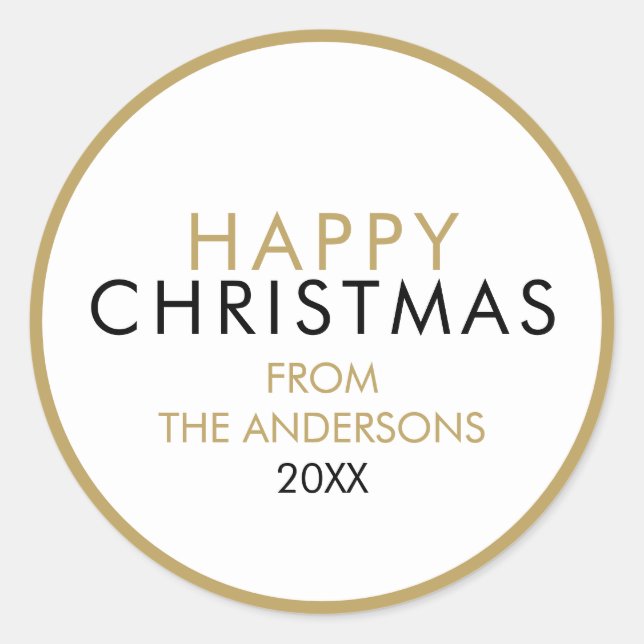 Adesivo Redondo Nome Simples da Família Feliz de Natal (Frente)