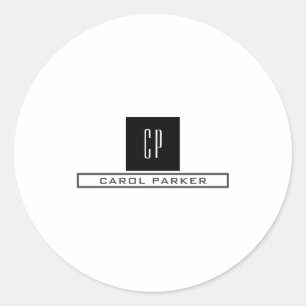 Adesivo Redondo Nome Simples Simples do Monograma Profissional Mod