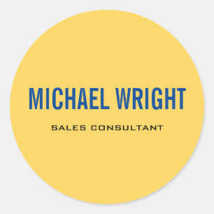 Adesivo Redondo Nome Simples Simples Simples de Simples Amarelo Az