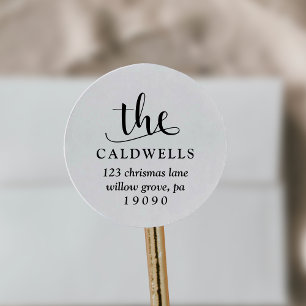 Adesivo Redondo Nome Tradicional Calliografia White Return Endere
