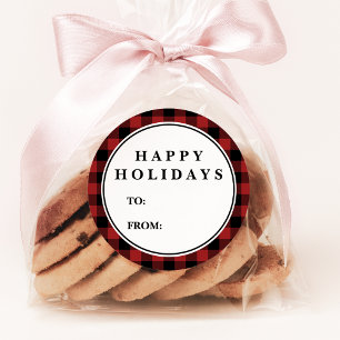 Adesivo Redondo Nome vermelho do presente do Natal do teste padrã