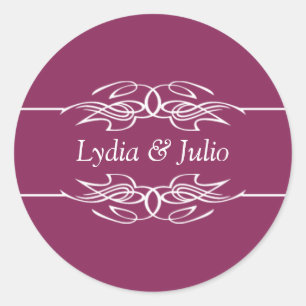 Adesivo Redondo Nomes Convite Framboesa Escura